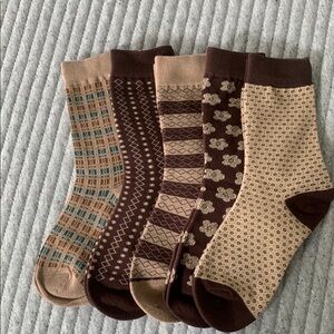 Kelabia 5 Pairs Vintage Cotton Womens Cute Crew Socks